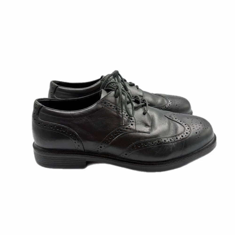 Propet Men's 10.5 XX WIDE Wall Street Black Leather Lace Up Office Work Oxfords